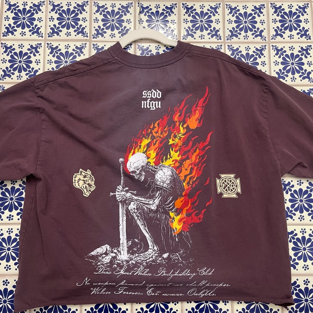 Darc Sport Graphic Tee - Dark Brown with Fiery Design